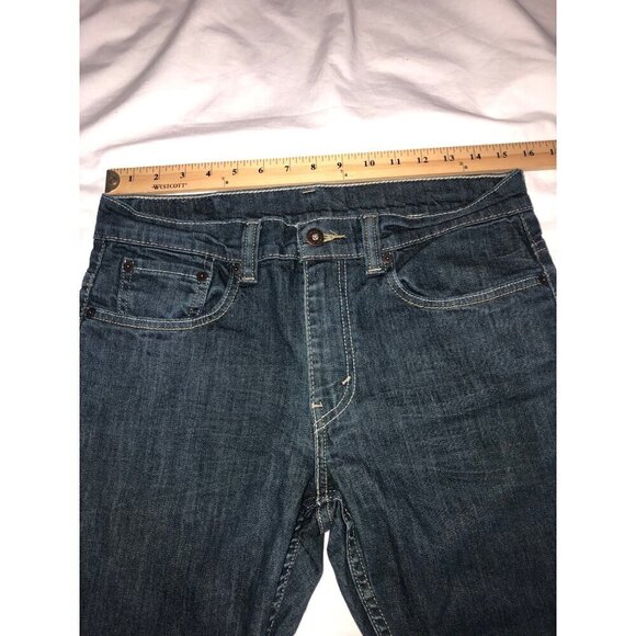 Levis 511 Mens Jeans W32 L30 Slim Fit Dark Wash Blue Contrast Stitching Stretch - Picture 9 of 10